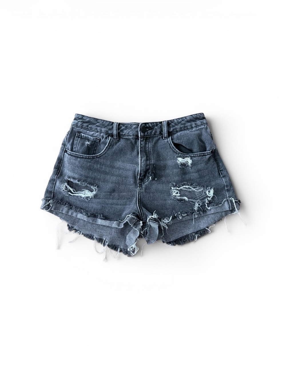 PacSun Black Distressed Denim Jean Shorts